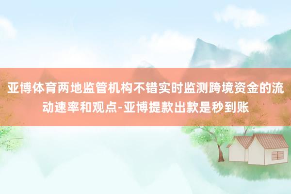 亚博体育两地监管机构不错实时监测跨境资金的流动速率和观点-亚博提款出款是秒到账